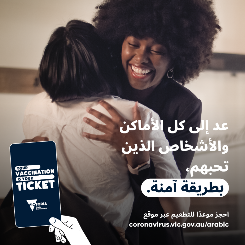 Your Vaccination is Your Ticket -Arabic